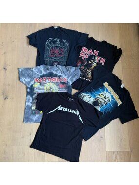 Vintage Band T-Shirt Bundle 5-Pack Metallica, Iron Maiden  and Slayer - Medium